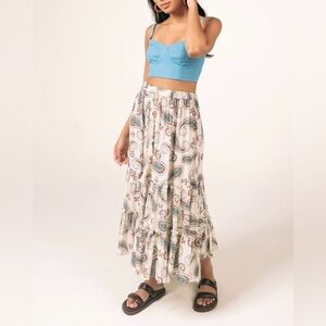 George Multicolor Paisley Rayon Maxi Skirt S